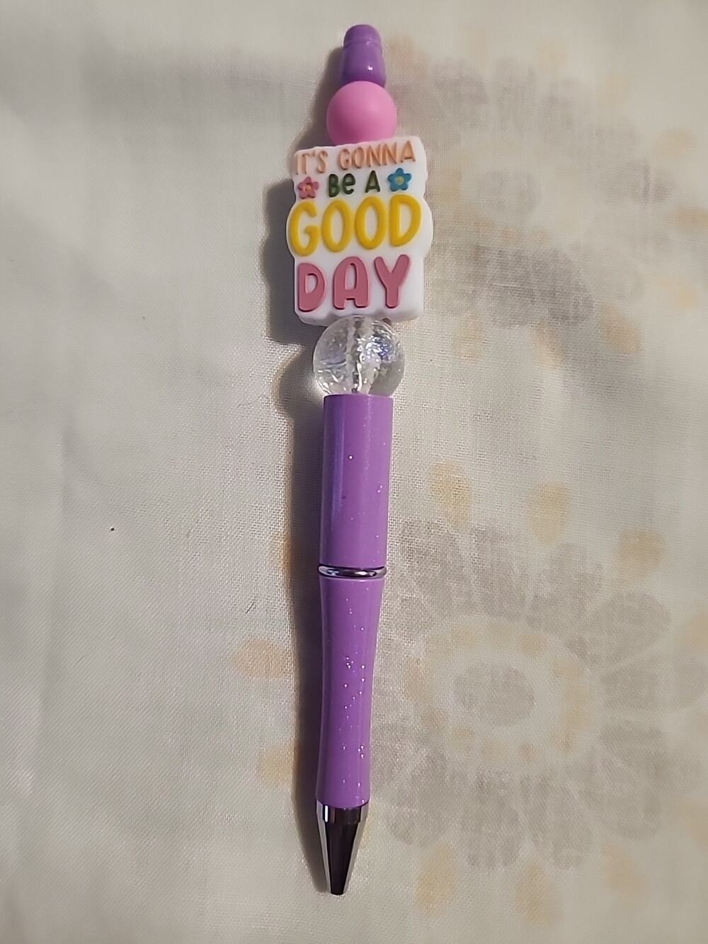Bead Pen It's Gonna Be Good Day Message Glitter Purple